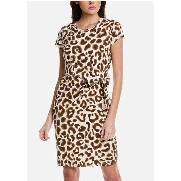 J. McLaughlin Women’s Short Sleeve Elora Animal Print Faux Wrap Dress Large - Picture 11 of 12